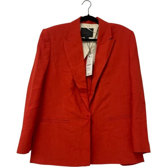 Zara Womens Blazer Suit Jacket Large L Pumpkin orange Lined 2922/041 NWT - Picture 3 of 16